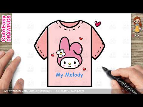 How to Draw a Cute My Melody T-Shirt Easy Step by Step | Kawaii T-Shirt Drawing Tutorial