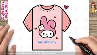 how draw cute my melody t shirt easy step step kawaii t