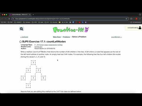 Exercise 17.1 (countLeftNodes) Java Tutorial || Practice-It