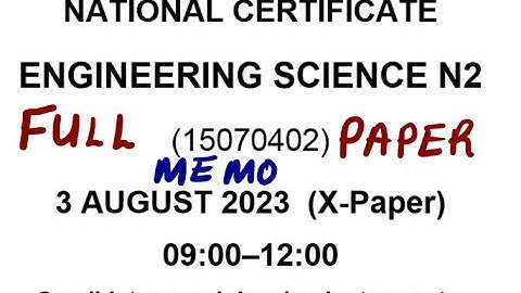 ENGINEERING SCIENCE N2 AUGUST 2023 MEMO @mathszoneafricanmotives