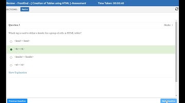 Quiz 73 -  Section - 6 - Creation of Tables using HTML - Kodnest Dream Factory 2024 -Java Full Stack