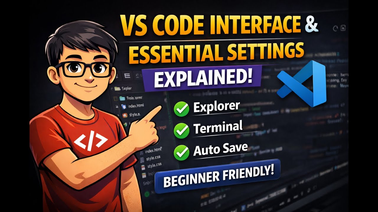 VS Code Interface & Essential Settings Explained | Free 30-Days Full-Stack Web Development