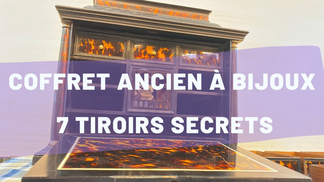 coffret boite a bijoux bois noyer massif 4 combinaisons secrete tres bon etat