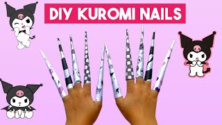 [Paperdiy] Tutorial how to make kuromi paper nails 💅🏻💅🏻/ KUROMI Purple theme💜💜 Easy DIY