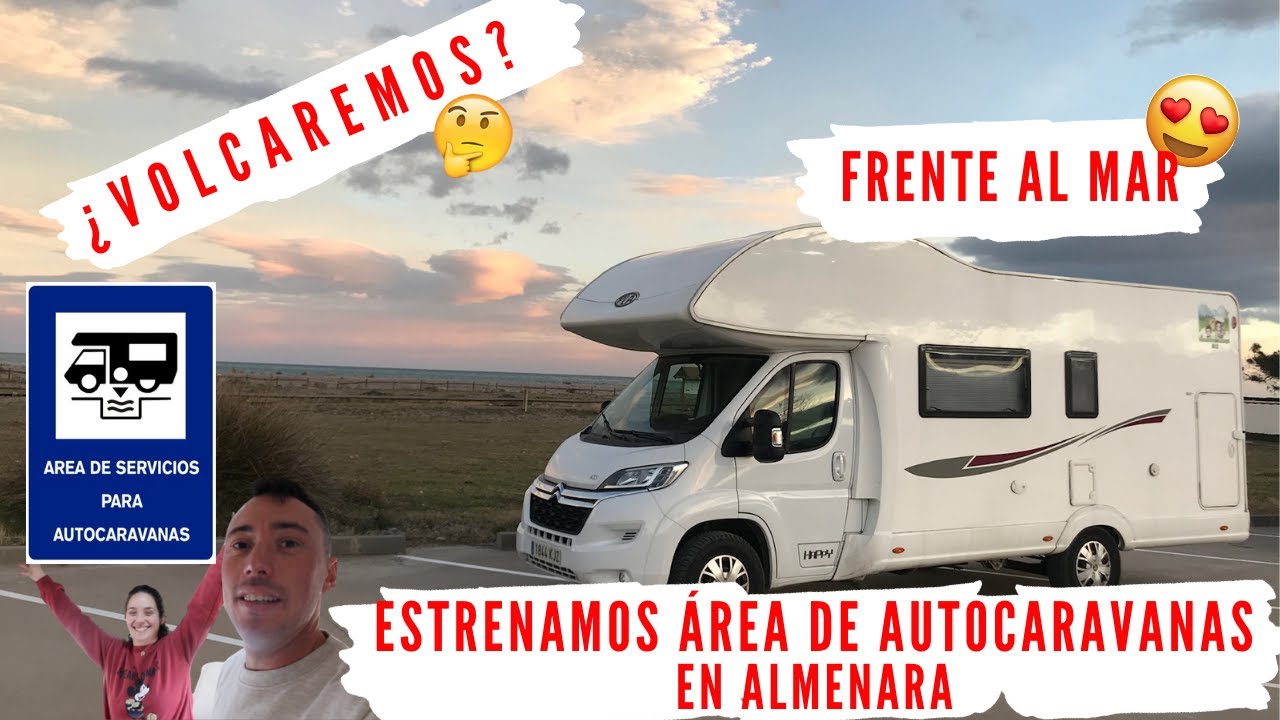 Estrenamos Área de AUTOCARAVANAS frente al mar ➡️Almenara❤️ 🚍 El aire no nos deja salir 😫