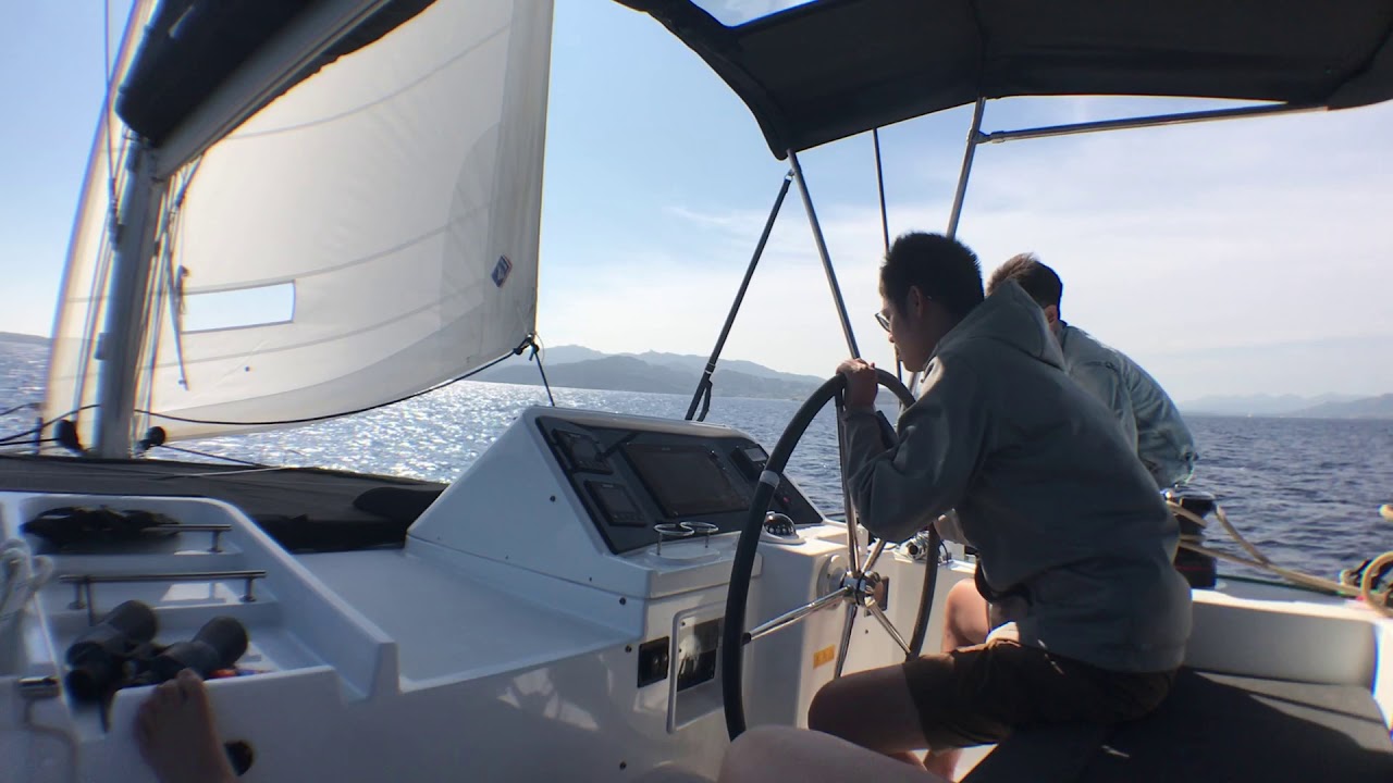 tacking a catamaran