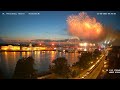 4K Пиротехническое шоу праздник Алые Паруса 2023 в Санкт-Петербурге. Фейерверк и бриг РОССИЯ на Неве