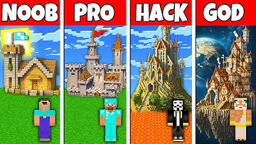 Minecraft Battle: NOOB vs PRO vs HACKER vs GOD! Castle BUILD CHALLENGE in Minecraft