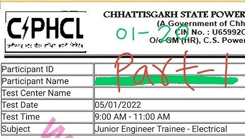 CSPHCL Part-1 Junior Engineer Trainee Electrical Solve paper 05/01/2022 Solution