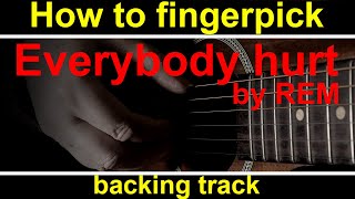 Video thumbnail of "guitar backing track. Everybody hurts by REM backing. Slow & regular speed"