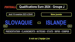 SLOVAQUIE - ISLANDE : qualifications Euro 2024 Groupe J - Football - 9ème journée - 16/11/2023