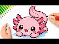 HOW TO DRAW A CUTE AXOLOTL EASY ????