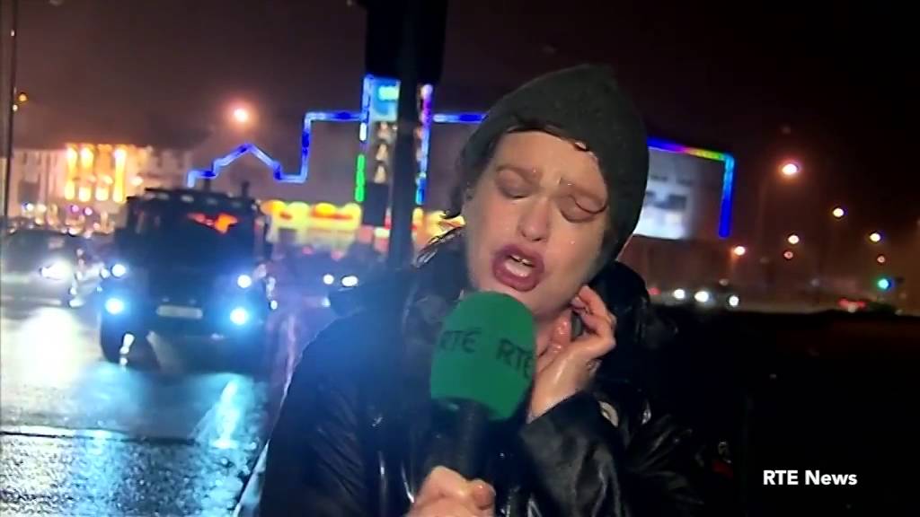 Irish reporter battered by Storm Desmond during live broadcast