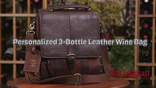 Personalized 3-Bottle Leather Wine Bag