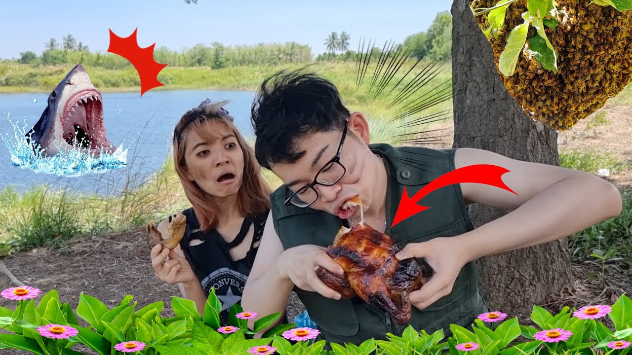 ชาเลนจ์เอาตัวรอดในป่า อาหาร ตีรังผึ้ง งูกัด ปิรันยา Ep2 #Mukbang Wild Survival Food Challenge:ขันติ