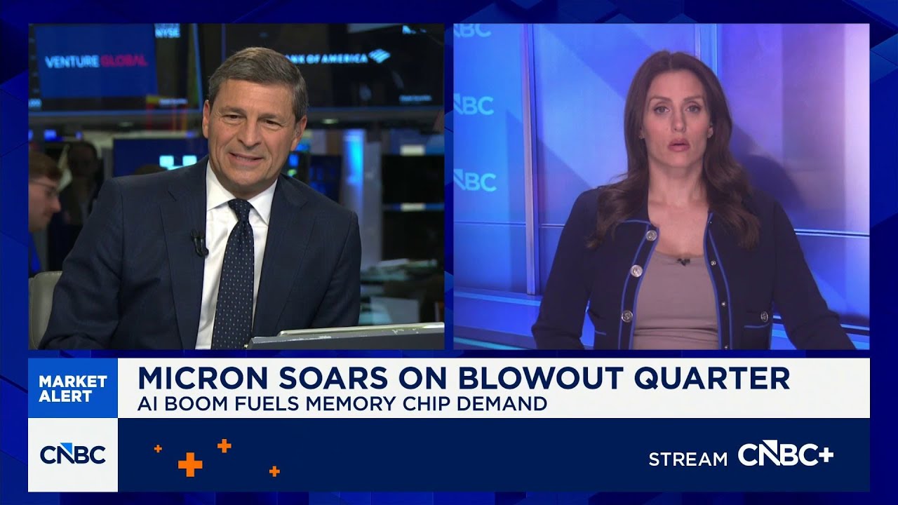 CNBC Television thumbnail about Micron and AI memory demand