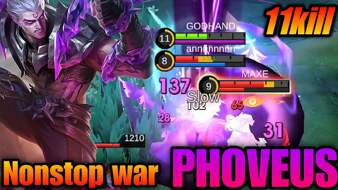 Nonstop war !! 11kills phoveus !! Tank build - MLBB