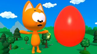 Meow Meow has become a Giant! - Magic Stuff! - Kitten plays with Surprise Eggs and colored Balls