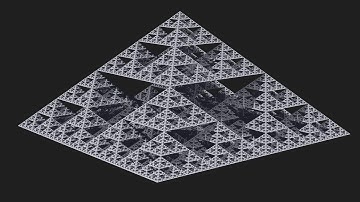 A Sierpinski Pyramid: Iterations 0 - 7 & Flyby