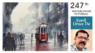 Watercolor painting demonstration | Istanbul | Misty day | Sunil Linus De