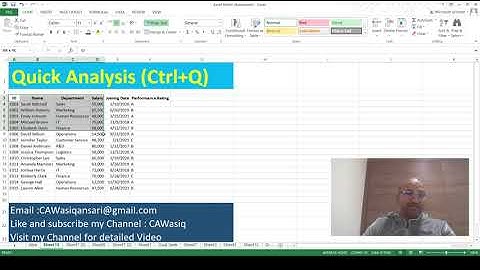 Quick Analysis Ctrl+Q Excel Function