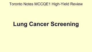Lung Cancer Screening Guidelines | MCCQE1