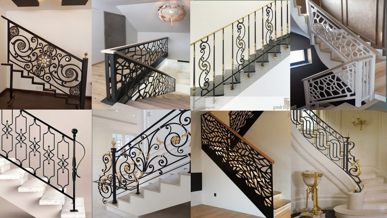 (أشكال رائعة ستغير رأيك عن حديد الدرج ) حديد السلالم الداخلية للمنزل _اجمل درابزين حديد