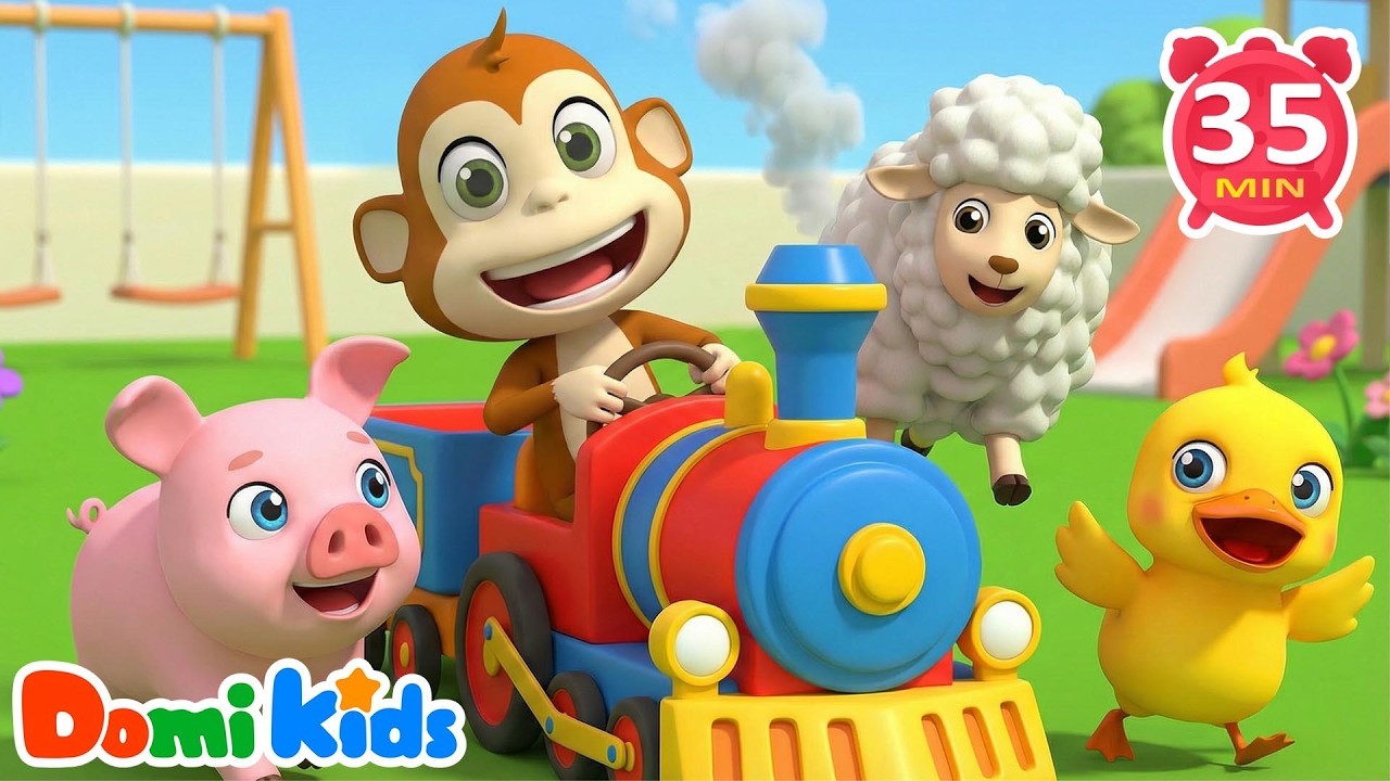 Farm Animals Ride The Choo Choo Train! | Animals for Kids | Nursery Rhymes | Animal Party