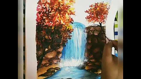 #Jungkook#BTS#정국  Watercolor painting waterfall|Easy watercolor for beginners step by step|autumn