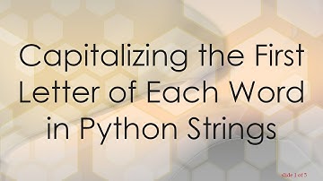 Capitalizing the First Letter of Each Word in Python Strings