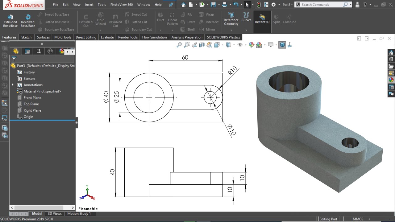 SolidWorks Drawing Tutorial for Beginners Exercise 23 - YouTube
