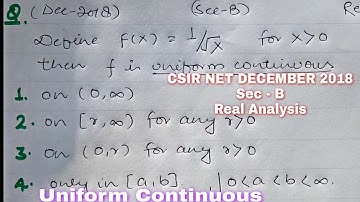 CSIR NET DECEMBER 2018 Answer Key | Sec - B | Uniform Continuous