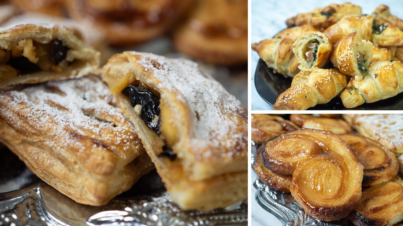 😋 Délice Feuilleté : Croissants Salés et Chaussons Sucrés aux Pommes et aux Pruneaux 😍