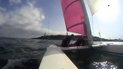 Dart 18 at speed then capsize