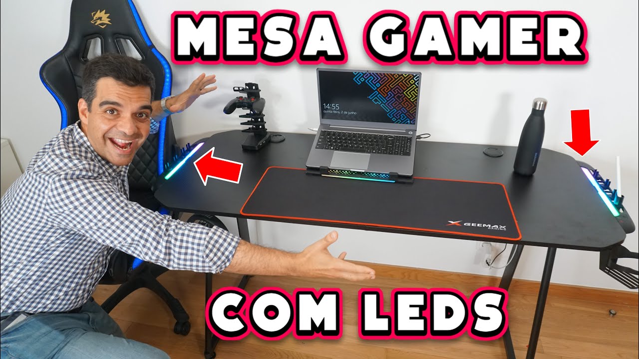 Mesa Gaming Pro1700 Fibra Carbono Luz Rgb Muvip