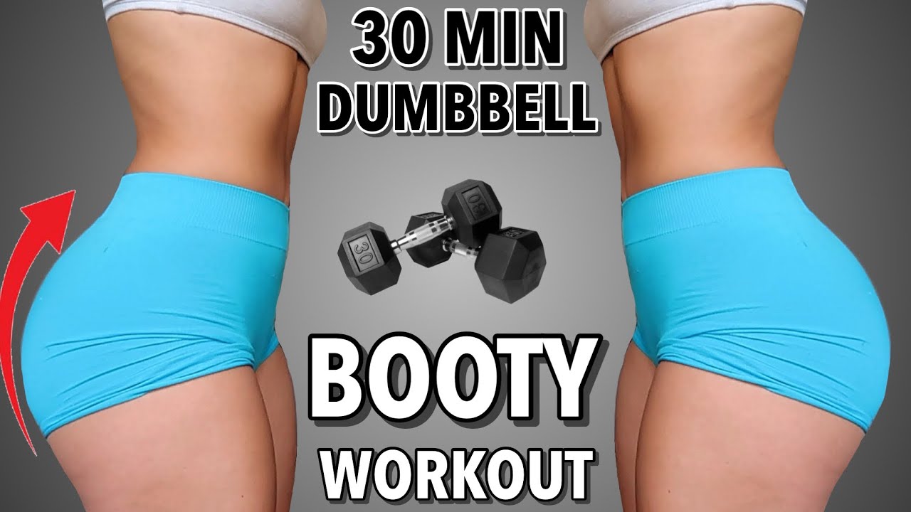 30 Min INTENSE DUMBBELL GLUTE WORKOUT at Home  – Do This to Grow Your BOOTY