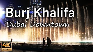 Downtown Dubai around the Burj Khalifa / Dubai UAE / 4K