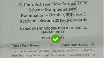 2018 Mdu BCom DDE 3rd Year Management Accounting & Financial Management  Question Paper
