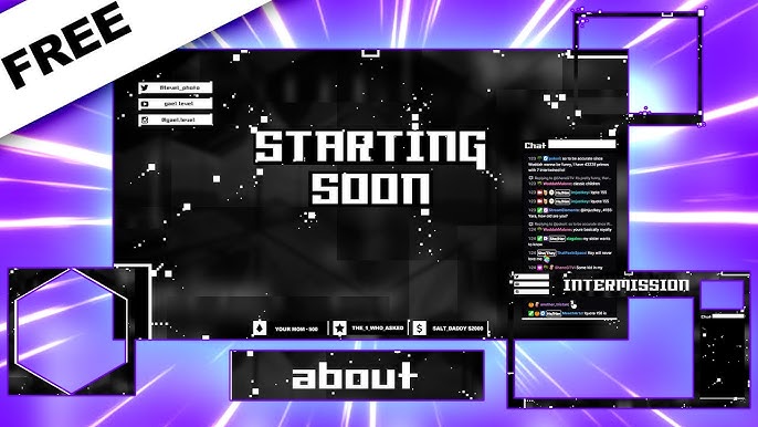 Colorful and 3D Just Chatting animated overlay for Twitch