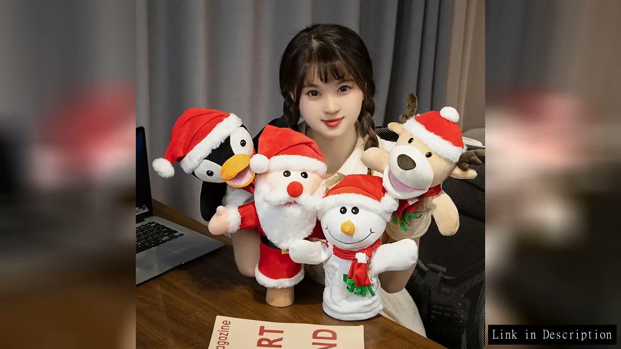Cute Christmas Hand Puppets Cartoon Plush Toy Santa Claus Elk Snowman Penguin Telling Story Early Ed