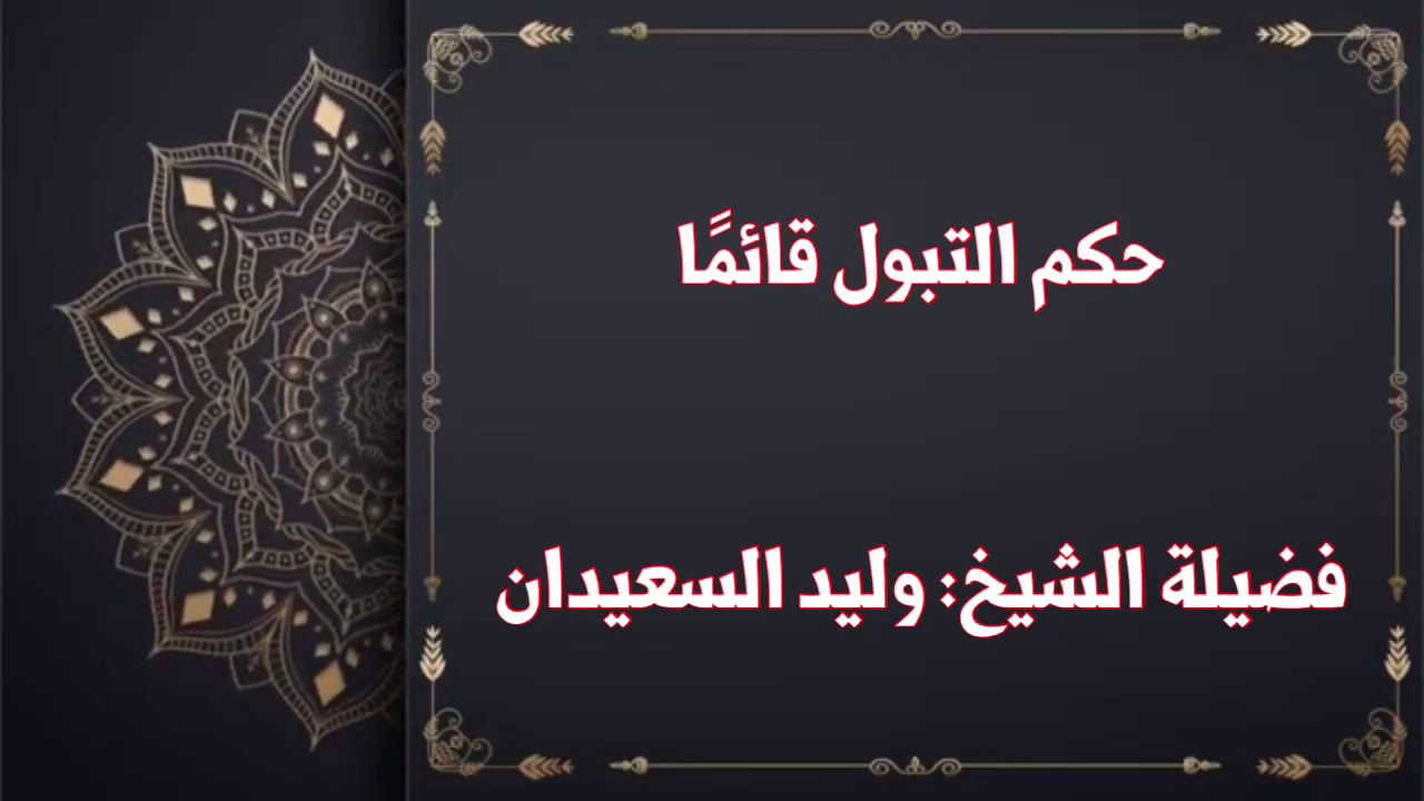 حكم التبول قائما. الشيخ: وليد السعيدان