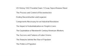 HIST 1302 Review Exam 1