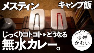 【キャンプ道具で】メスティン自動レシピ！無水カレー家キャンじっくりコトコト、、