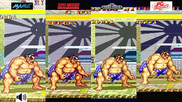 Street fighter 2 Arcade VS Snes VS Megadrive VS PC Engine E Honda Sprite Compare Console VS Console