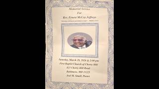 MEMORIAL SERVICE FOR REV ERNEST JEFFREYS