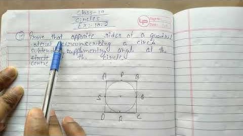 Prove that opposite sides of a quadrilateral circumscribing a circle subtend supplementary angle at