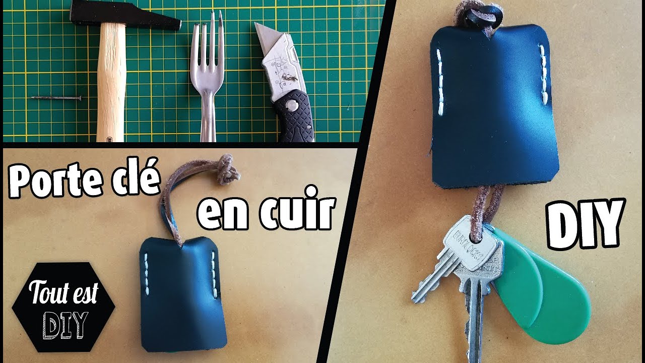 Débuter le travail du cuir sans outils // Fabriquer un porte-clés en