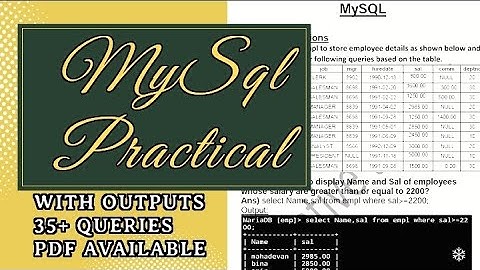 computer practical on mysql with code and outputs class12|35+ queries| best sql assignment with code