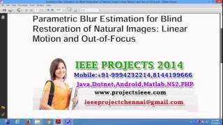 Parametric Blur Estimation for Blind Restoration of Natural Images Linear Motion and Out of Focus