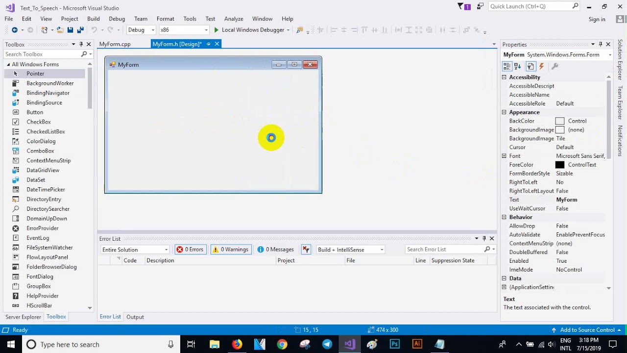 how to convert Text To Speech in c++ (windows form application in ...